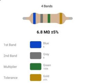RESISTOR 1W 6.8M %5 - مقاومت 1 وات 6.8 مگااهم 5% کربنی