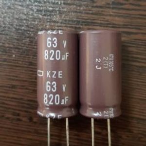 Nippon 63V 820uF - خازن الکترولیت، 63 ولت، 820 میکروفاراد، نیپون، سری KZE