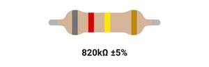 RESISTOR 2W 820K %5 – مقاومت 2 وات، 820 کیلواهم، 5% کربنی