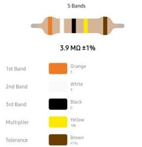 RESISTOR 1/4W 3.9M %1 – مقاومت 1/4 وات 3.9 مگا اهم 1% متال فیلم