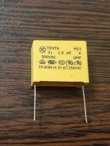 TENTA 300VAC 1UF - خازن MKT ظرفیت 1 میکرو فاراد 300 ولت AC