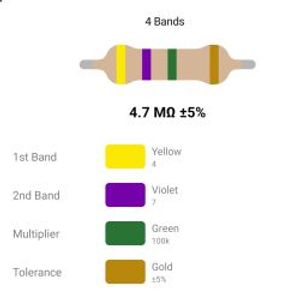 RESISTOR 1W 4.7M %5 - مقاومت 1 وات 4.7 مگااهم 5% کربنی