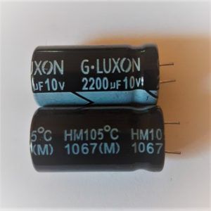 G.LUXON 10V 2200uf - خازن الکترولیت 10 ولت، 2200 میکروفاراد