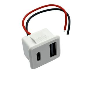 کانکتور مادگی پنلی دو پورت USB-A و TYPE-C سیم دار