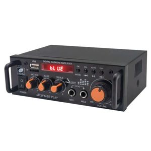 آمپلی فایر بلوتوثی دوبل 600RMS استریو با دو ورودی میکروفن مدل BT-296