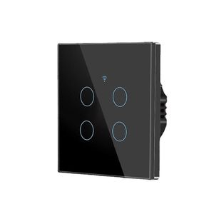 کلید چهار پل هوشمند لمسی TUYA مشکی با قابلیت کنترل از طریق WiFi و RF