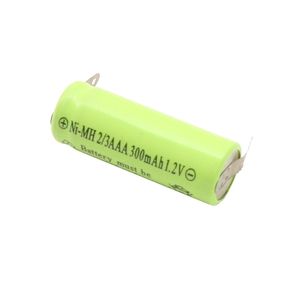 باتری قابل شارژ 300mAh سرتخت پلیت دار سایز 2/3AAA