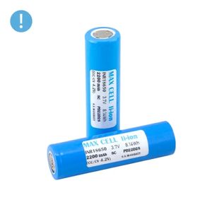 باتری لیتیوم یون کارکرده 3.7v سایز 18650 سرتخت 2200mAh ضریب جریان 8C