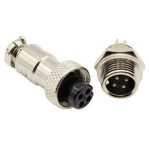کانکتور نظامی فلزی CON GX12 4PIN M&F - فروشگاه قطعات الکترونیک میکرونور