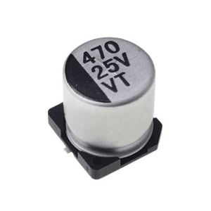 خازن الکترولیت CAP ELEC 470UF 25V 10*10.5MM SMD - فروشگاه قطعات الکترونیک میکرونور