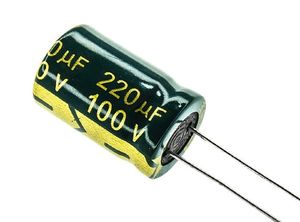 CAP 220UF 100V BLACK&GOLD خازن الکترولیت دیپ - فروشگاه قطعات الکترونیک میکرونور