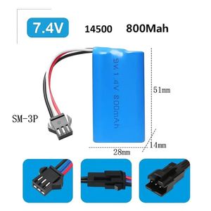 باتری 7.4 ولت سایز 14500 با سوکت SM-3 PIN