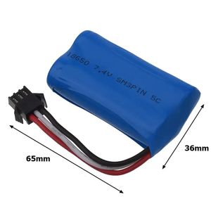 باتری لیتیوم یون دوسل 7.4 ولتی 1500 میلی آمپر سایز 18650 سوکت SM-3PIN 5C | باتری ماشین کنترلی آفرود