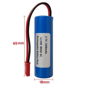 باتری آیون 18650 سرتخت سوکت دار 3.7 ولتی 1200 میلی آمپر 5C JST Plug