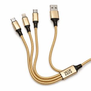 کابل تبدیل ویکتور (VICTOR) سه در یک USB به microUSB و USB-C و لایتنینگ طول 1 متر