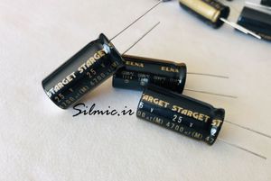 خازن تاپ گرید 4700 میکرو فاراد 25 ولت ELNA ژاپن سری STARGET(ROD)