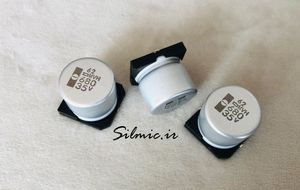 خازن 680 میکرو فاراد 35 ولت SMD ساخت nippon ژاپن سری mvh دمای 125 درجه