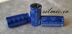 خازن 3300 میکرو فاراد 50 ولت ژاپنی ELNA مدل استاندارد blue robe سری RE3