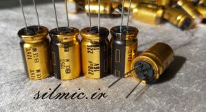 خازن الکترولیت 220 میکرو فاراد 16 ولت panasonic با دمای کاری 125 درجه و long life