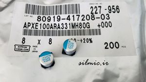 خازن پلیمر جامد 330 میکرو فاراد 10 ولت NIPPON سری PXE و Super low ESR