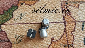 خازن 10 میکرو فاراد 16 ولت smd ساخت nichicon ژاپن سری UWX سری استاندارد