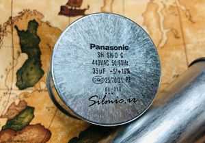 خازن 35 میکرو فاراد 440 ولت ac ساخت Panasonic از نوع راه انداز موتور