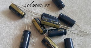خازن های فای 120 میکرو فاراد 25 ولت سری FC پاناسونیک سری آدیو low impedance