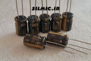خازن آدیو 47 میکرو فاراد 100 ولت الکترولیت ELNA سری RA3 با گرید صوتی black gold