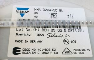 مقاومت 1.62 مگا اهم 0.4 وات 1% ساخت VISHAY فیلم لایه نازک ضریب 50ppm