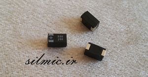 خازن تانتالیوم 330 میکرو فاراد 6.3 ولت SMD ساخت SANYO سری TPB استاندارد