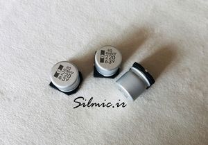 خازن 220 میکرو فاراد 63 ولت SMD ساخت nippon ژاپن سری MVY با ESR کم