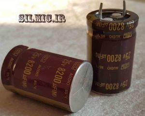 خازن الکترولیتی 8200 میکرو فاراد 25 ولت NIPPON سری آدیو مناسب تغذیه صوتی