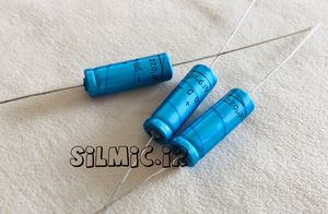 خازن اکسیال 220 میکرو فاراد 63 ولت PHILIPS هلند با طول عمر بسیار بالا