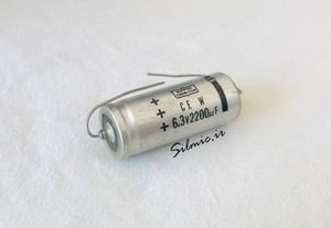 خازن های فای 2200 میکرو فاراد 6.3 ولت Nippon ژاپن نوع اکسیال