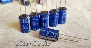 خازن 470 میکرو فاراد 35 ولت ژاپنی ELNA مدل استاندارد blue robe سری RE3