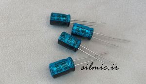 خازن 130 درجه 100 میکرو فاراد 35 ولت ژاپنی Rubycon سری RX30 با ابعاد کوچک