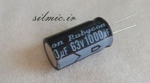 خازن 1000 میکرو فاراد 63 ولت rubycon ژاپن با کیفیت ساخت بسیار بالا