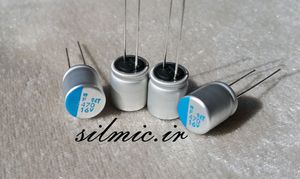 خازن جامد 470 میکرو فاراد 16 ولت NIPPON ژاپن سری PSF با طول عمر 20000 ساعت