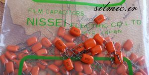 خازن تاپ گرید 2.2 نانو فاراد 100 ولت NISSEI ژاپن سری APS با مصرف صوتی