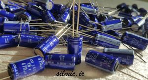 خازن الکترولیتی 470 میکرو فاراد 16 ولت NIPPON سری LXZ با low esr & long life