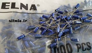 خازن 10 میکرو فاراد 50 ولت ژاپنی ELNA مدل استاندارد blue robe سری RE3
