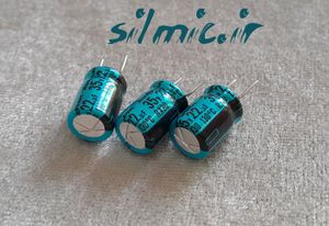 خازن 22 میکرو فاراد 35 ولت ژاپنی Rubycon سری RX30 با رنج دمایی 130 درجه