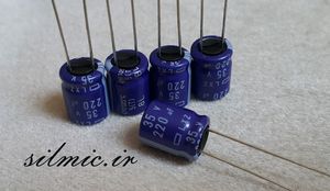 خازن 220 میکرو فاراد 35 ولت NIPPON ژاپن سری LXZ با ESR پایین و LONG LIFE