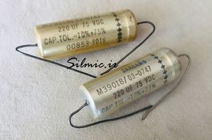 خازن نظامی 220 میکرو فاراد 75 ولت SANGAMO آمریکا اکسیال سری M39018/03