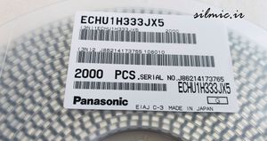 خازن 33 نانو فاراد 50 ولت Panasonic سایز 1210 نوع pps با دمای کاری 125 درجه