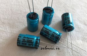 خازن 1000 میکرو فاراد 35 ولت ژاپنی Rubycon سری RX30 با رنج دمایی 130 درجه