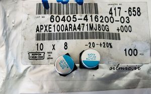 خازن پلیمر جامد 470 میکرو فاراد 10 ولت NIPPON سری PXE و Super low ESR