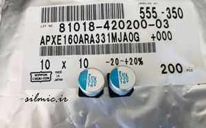 خازن پلیمر جامد 330 میکرو فاراد 16 ولت NIPPON سری PXE و Super low ESR