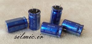 خازن 3300 میکرو فاراد 25 ولت ژاپنی ELNA مدل استاندارد blue robe سری RE3