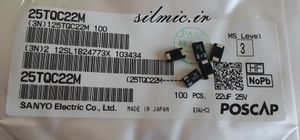 خازن تانتالیوم 22 میکرو فاراد 25 ولت Very Low ESR ساخت SANYO سری TQC
